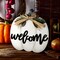 Fall Decor Pumpkin Welcome Sign Thanksgiving Door Hanger Wooden Pumpkin Decor Hanging Porch Sign for Autumn Harvest Thanksgiving Farmhouse Wall Decoration(White)